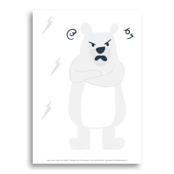 Voorbeeld Kleurplaat Kinderboek Daantje het Vulkaantje, Beer boos Gratis te downloaden op de website van EmotieBoeken.