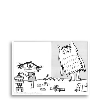 Voorbeeld van de gratis Kleurplaat uit het kinderboek Het Kleurenmonster - bouwen met blokken