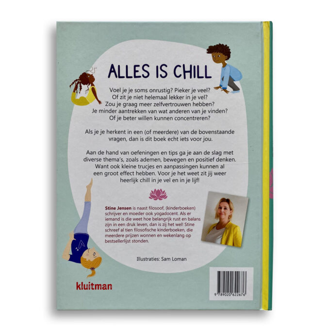 Voorbeeld Korte beschrijving op Cover kinderboek Alles is Chill van Stine Jensen gemaakt door Emotieboeken